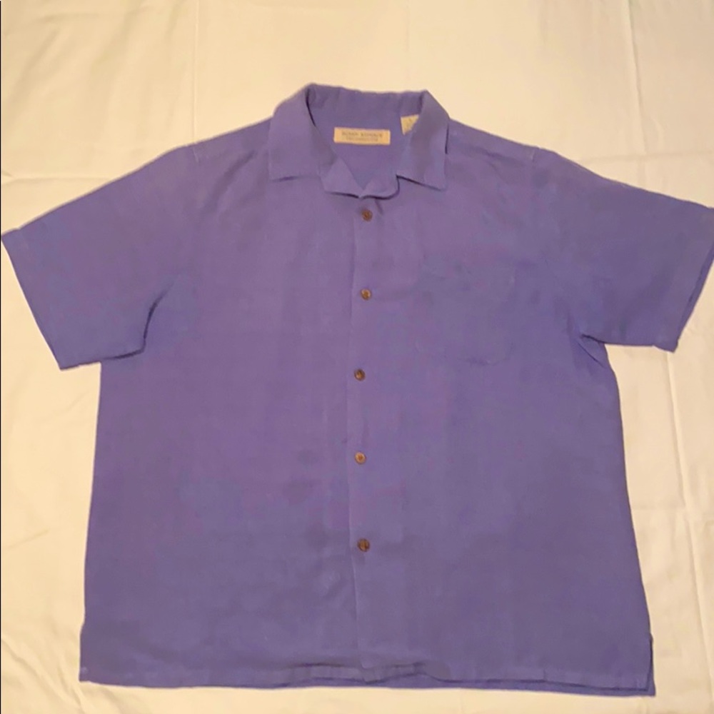 Blue/Grey, Silk/Linen, Pocket Front, Casual Shirt